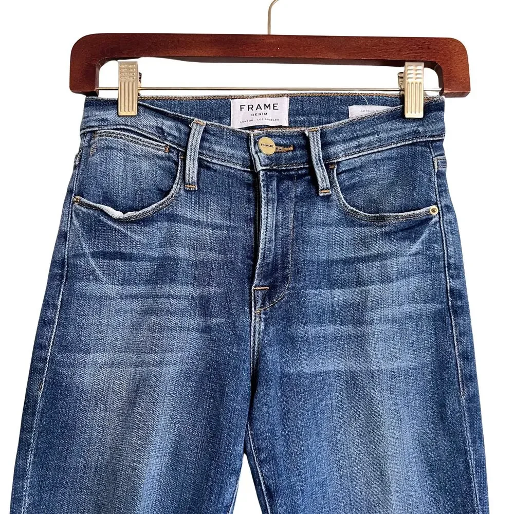 FRAME Le High Skinny Jeans Hazelwood Studded Hem‎ Size 24 - Picture 4 of 8